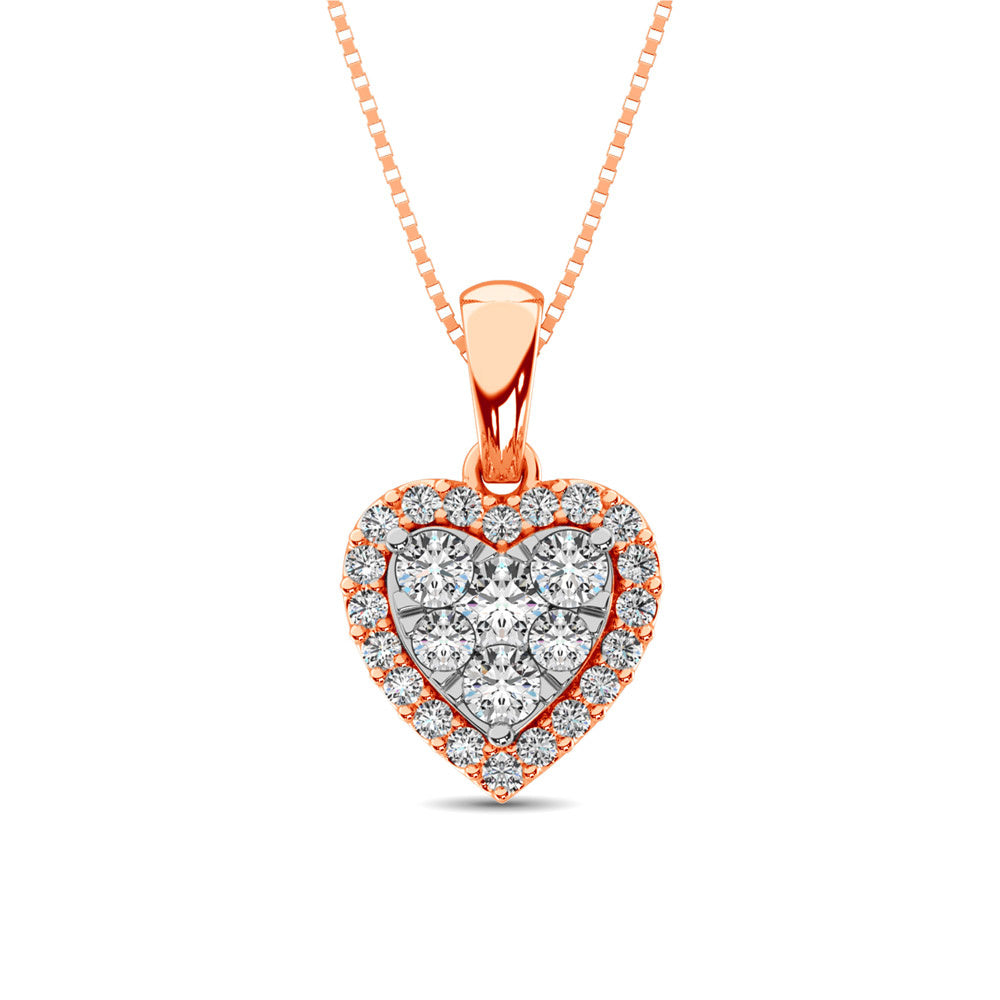 Diamond Pendant with Halo - 0.67 Carats in 14KT Gold, Try at Home