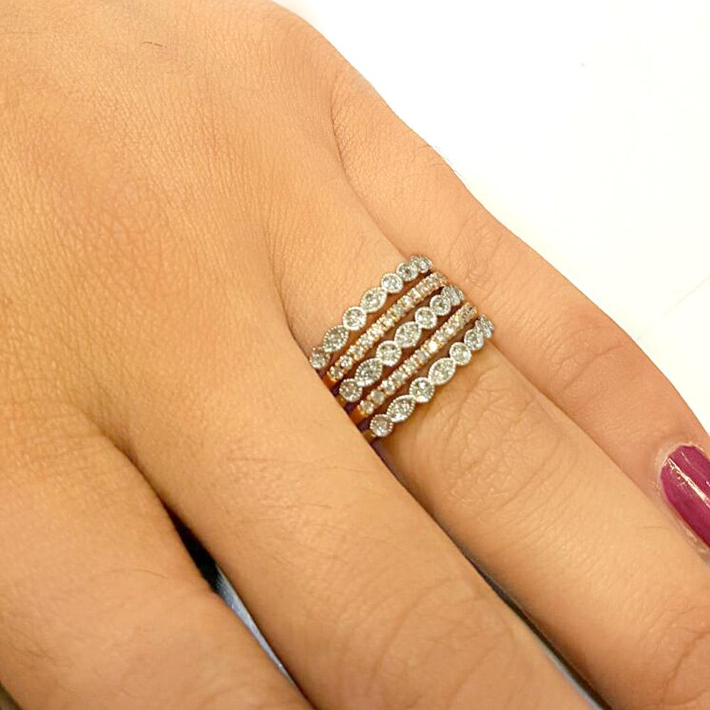 Customizable Diamond Stackable Rings in 14KT Gold - 0.10 to 3.90 CTW