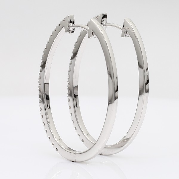 Large Round Cut Diamond Hoop Earrings - 1.52 Carats in 10KT Yellow Gold