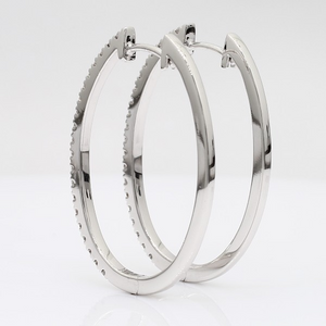 Diamond Hoops Large Round Cut 10KT White Gold