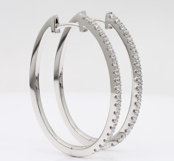 Large Round Cut Diamond Hoop Earrings - 1.52 Carats in 10KT Yellow Gold